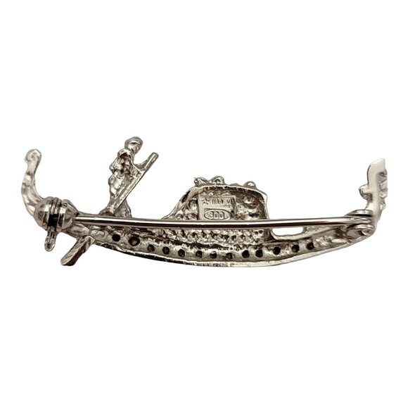 800 Sterling Silver Man in Boat Pin Brooch K644 - Picture 3 of 7